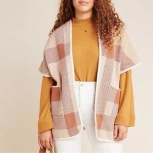Anthropologie Look by M Plaid Shawl Kimono Sweater